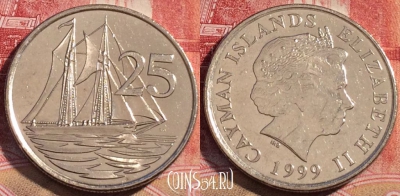 Каймановы острова 25 центов 1999 года, KM# 134, 072c-117