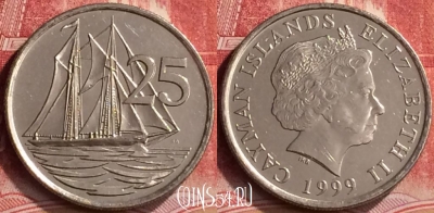 Каймановы острова 25 центов 1999 года, KM# 134, 271m-031