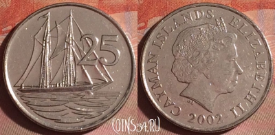 Каймановы острова 25 центов 2002 года, KM# 134, 052i-183