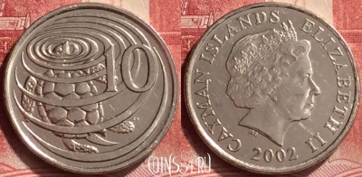 Каймановы острова 10 центов 2002 года, KM# 133, 175m-118