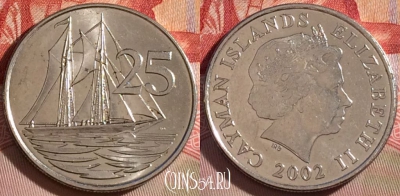 Каймановы острова 25 центов 2002 года, UNC, 268-083