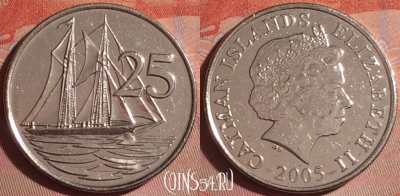 Каймановы острова 25 центов 2005 года, KM# 134, 052i-039