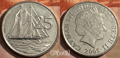 Каймановы острова 25 центов 2005 г., KM# 134, s123t-110