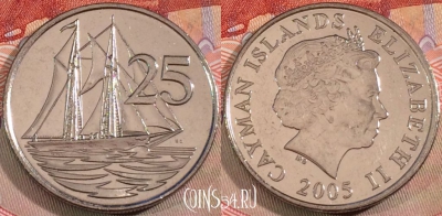 Каймановы острова 25 центов 2005 года, KM# 134, 138b-009