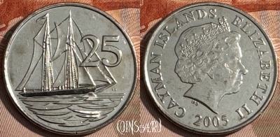 Каймановы острова 25 центов 2005 года, KM# 134, 140s-094