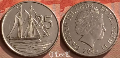 Каймановы острова 25 центов 2005 года, KM# 134, 267m-065