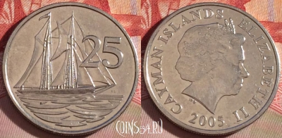 Каймановы острова 25 центов 2005 года, 268-084