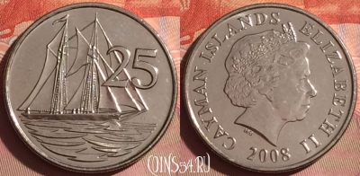Каймановы острова 25 центов 2008 года, KM# 134, 041i-047