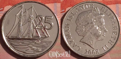 Каймановы острова 25 центов 2008 года, KM# 134, 055i-085