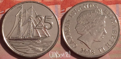 Каймановы острова 25 центов 2008 года, KM# 134, 055i-100