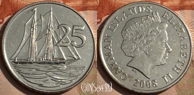 Каймановы острова 25 центов 2008 года, KM# 134, 204s-125