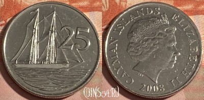 Каймановы острова 25 центов 2008 г., KM# 134, 314r-010