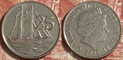 Каймановы острова 25 центов 2008 г., KM# 134, 482р-115 ♛