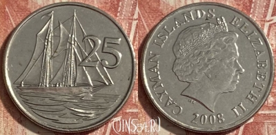 Каймановы острова 25 центов 2008 г., KM# 134, 484р-003