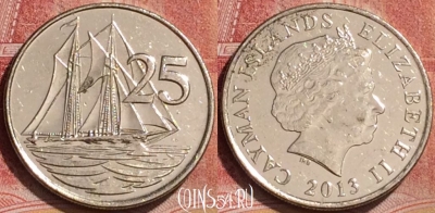 Каймановы острова 25 центов 2013 года, KM# 134, 184l-098