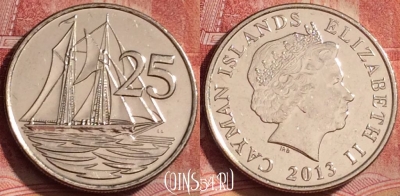 Каймановы острова 25 центов 2013 года, KM# 134, 327k-142