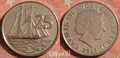 Каймановы острова 25 центов 2013 года, KM# 134, 376-140