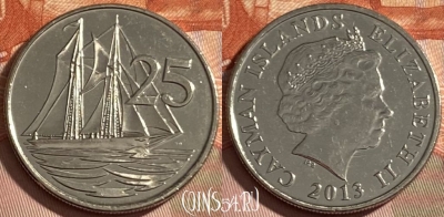 Каймановы острова 25 центов 2013 года, KM# 134, 489р-127