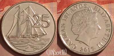 Каймановы острова 25 центов 2017 года, KM# 134, 367k-097