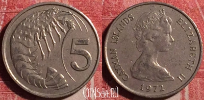 Каймановы острова 5 центов 1972 года, KM# 2, 187j-033