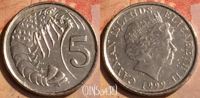 Каймановы острова 5 центов 1999 года, KM# 132, 166n-085