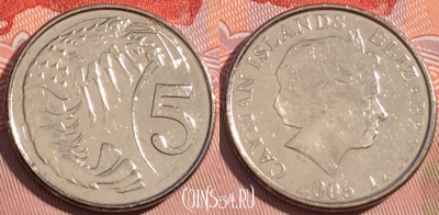 Каймановы острова 5 центов 2008 года, KM# 132, 076c-014