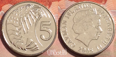 Каймановы острова 5 центов 2008 года, KM# 132, 277a-118