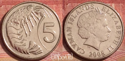 Каймановы острова 5 центов 2008 года, KM# 132, 328k-024