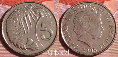 Каймановы острова 5 центов 2008 года, KM# 132, 334i-042
