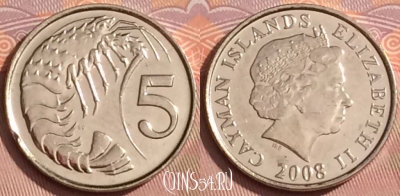 Каймановы острова 5 центов 2008 года, KM# 132, 352k-133