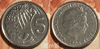 Каймановы острова 5 центов 2008 г., KM# 132, 494р-042