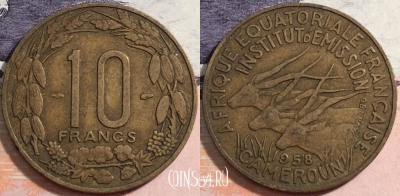Камерун 10 франков 1958 года, KM# 11, a088-101