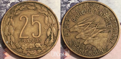 Камерун 25 франков 1962 года, KM# 4, 167-099