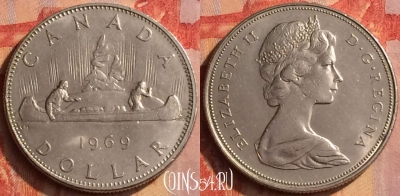Канада 1 доллар 1969 года, KM# 76.1, 204o-098