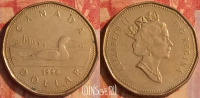 Канада 1 доллар 1990 года, KM# 186, 179o-045