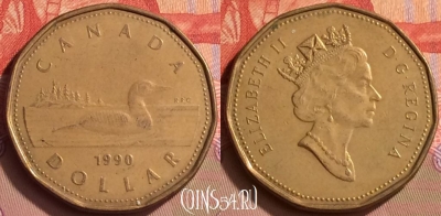 Канада 1 доллар 1990 года, KM# 186, 425-009