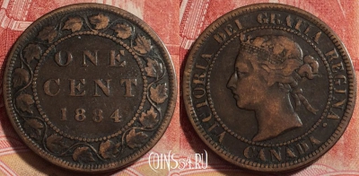 Канада 1 цент 1884 года, KM# 7, a059-143