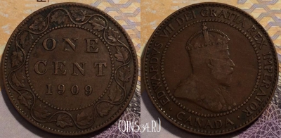 Канада 1 цент 1909 года, Король Эдуард VII, KM# 8, 225-138