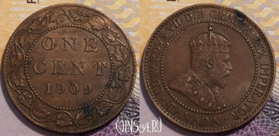 Канада 1 цент 1909 года, Король Эдуард VII, KM# 8, 236-006