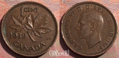 Канада 1 цент 1939 года, KM# 32, 252a-029