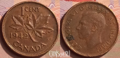 Канада 1 цент 1942 года, KM# 32, 442-126