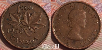 Канада 1 цент 1956 года, KM# 49, 142b-129
