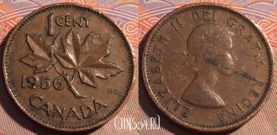 Канада 1 цент 1956 года, KM# 49, 194a-144