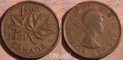 Канада 1 цент 1961 года, KM# 49, 121b-087