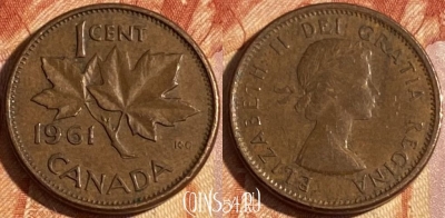 Канада 1 цент 1961 года, KM# 49, 282r-041
