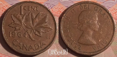 Канада 1 цент 1964 года, KM# 49, 195a-075