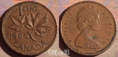 Канада 1 цент 1965 года, KM# 59, 328g-134