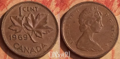 Канада 1 цент 1969 года, KM# 59, 194o-069