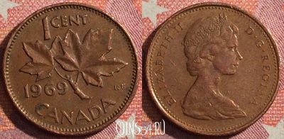 Канада 1 цент 1969 года, KM# 59, 352-043