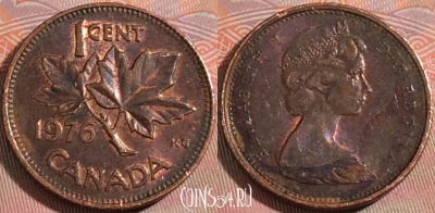 Канада 1 цент 1976 года, KM# 59, 127a-083